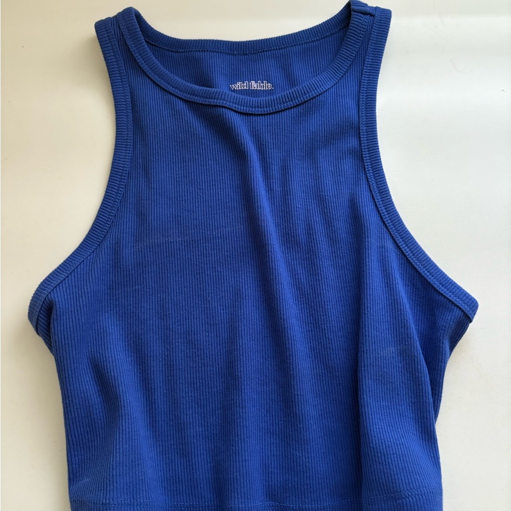 Wild Fable Blue Fitted Crop Tank Top